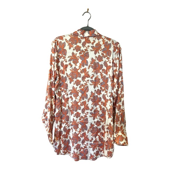 Chloe Kristyn Erin Coral and White Button Down Tunic Blouse (L) - Picture 5 of 12